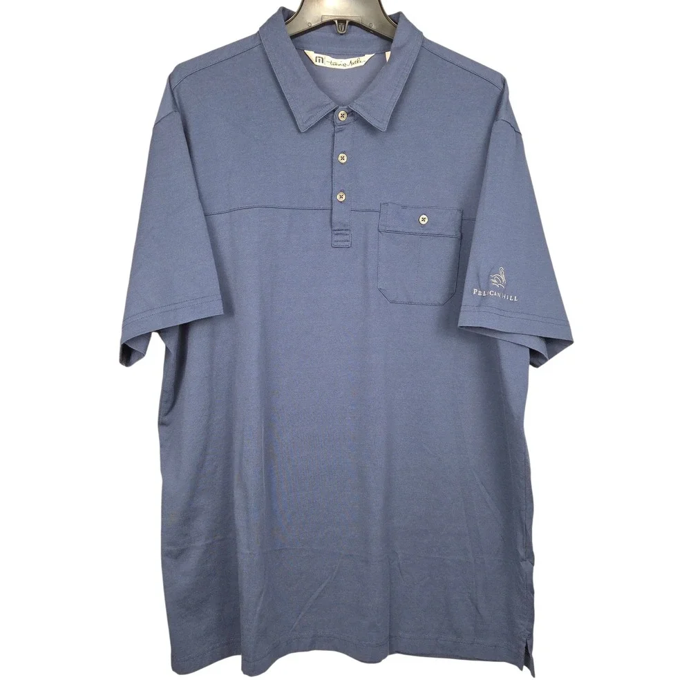 Travis Mathew Polo Shirt Mens‎ XXL Blue Short Sleeve Pelican Hill Golf Casual